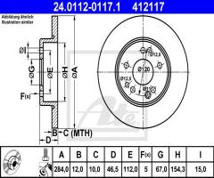 Ate 24.0112-0117 tarcza hamulcowa mercedes w124 85-95, mercedes-benz sedan (w124)