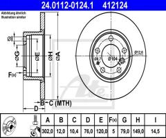 Ate 24.0112-0124 tarcza hamulcowa bmw 5 e34 88-95, bmw 5 (e34)