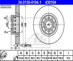 Ate 24.0130-0104 tarcza hamulcowa audi a8 94-98, audi 100 (4a, c4)