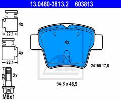 Ate 13.0460-3813 klocki hamulcowe citroen c4 04- tył, citroËn c4 i (lc_), peugeot 307 (3a/c)