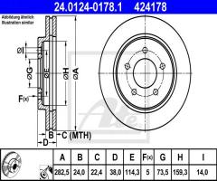 Ate 24.0124-0178 tarcza hamulcowa chrysler voyager 96-00, chrysler voyager iii (gs)