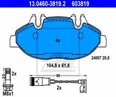 Ate 13.0460-3819 klocki hamulcowe mercedes vito 03- z czujnikiem