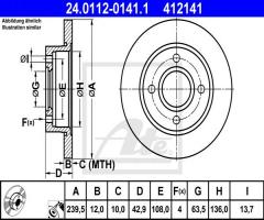 Ate 24.0112-0141 tarcza hamulcowa ford fiesta 95-00, ford fiesta iii (gfj)