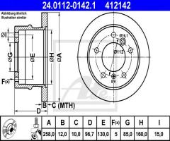 Ate 24.0112-0142 tarcza hamulcowa mercedes sprinter 94-06 tył