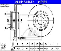 Ate 24.0113-0161 tarcza hamulcowa opel astra 91-00, corsa 87-00