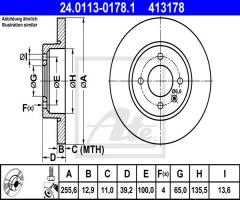 Ate 24.0113-0178 tarcza hamulcowa vw passat 88-97, seat toledo i (1l), vw passat (3a2, 35i)