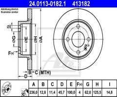 Ate 24.0113-0182 tarcza hamulcowa skoda felicia 94-00, skoda favorit (781)