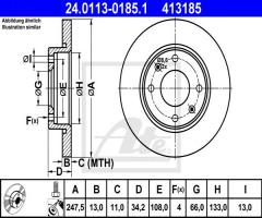 Ate 24.0113-0185 tarcza hamulcowa peugeot 206 98-, citroËn xsara (n1)