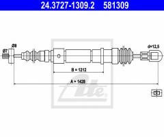 Ate 24.3727-1309 linka hamulca ręcznego volvo 440 91-96, volvo 480 e