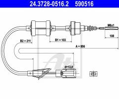 Ate 24.3728-0516 linka sprzęgła fiat punto 94-00, fiat punto (176), lancia y (840a)