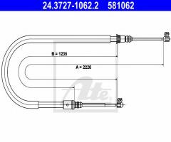 Ate 24.3727-1062 linka hamulca ręcznego renault laguna ii 01-07, renault laguna ii (bg0/1_)