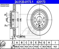 Ate 24.0120-0173 tarcza hamulcowa opel vectra c 02-08 tył wen., fiat croma (194), opel vectra c