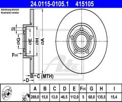 Ate 24.0115-0105 tarcza hamulcowa audi 100 90-94, audi 100 (4a, c4)