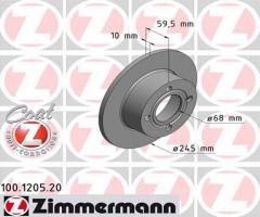 Zimmermann 100.1205.20 tarcza hamulc. audi 80  86-95 tył, audi coupe (81, 85)