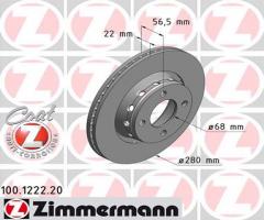 Zimmermann 100.1222.20 tarcza hamulc. audi 80  92-96 went., audi coupe (89, 8b)