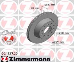 Zimmermann 100.1227.20 tarcza hamulc. audi a6 quattro  94-97 tył, audi v8 (44_, 4c_)