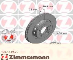 Zimmermann 100.1239.20 tarcza hamulc. audi a8  98-02 tył, audi a8 (4d2, 4d8)