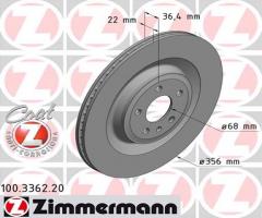Zimmermann 100.3362.20 tarcza hamulc. audi a6  11- tył, audi a6 (4g2, c7, 4gc)