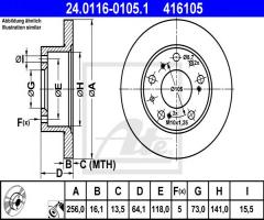 Ate 24.0116-0105 tarcza hamulcowa fiat ducato 81-94, alfa romeo ar 6 autobus (280)