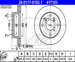 Ate 24.0117-0103 tarcza hamulcowa suzuki swift 89-01, subaru justy ii (jma, ms), suzuki swift i (aa)