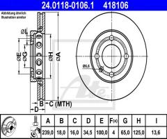 Ate 24.0118-0106 tarcza hamulcowa vw polo 95-01 went., seat arosa (6h), vw polo (6n1)