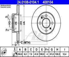 Ate 24.0108-0104 tarcza hamulcowa renault r5,twingo, renault super 5 (b/c40_)