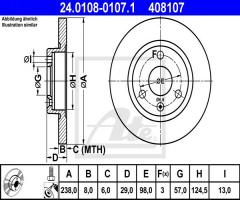 Ate 24.0108-0107 tarcza hamulcowa citroen ax 86-97 peugeot 106 91-04, citroËn ax (za-_)