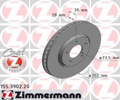Zimmermann 155.3902.20 tarcza hamulc. chrysler voyager  00-, chrysler voyager iv (rg, rs)