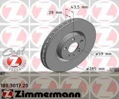 Zimmermann 180.3017.20 tarcza hamulc. fiat ulysse  02-, citroËn jumpy (u6u)