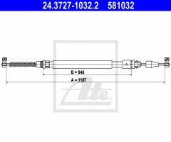 Ate 24.3727-1032 linka hamulca ręcznego renault laguna 93-01, renault laguna i (b56_, 556_)