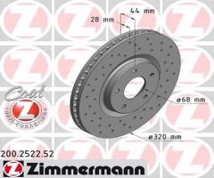 Zimmermann 200.2522.52 tarcza hamulc. renault koleos  08- przód