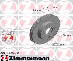 Zimmermann 200.2524.20 tarcza hamulc. nissan nv200  10- przód, nissan nv200 evalia