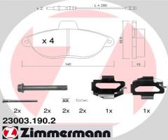 Zimmermann 23003.190.2 klocki hamulc. fiat scudo  95-, citroËn jumpy (u6u)