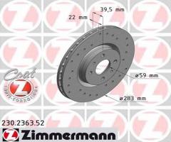 Zimmermann 230.2363.52 tarcza hamulc. fiat multipla  99-08, alfa romeo 145 (930), fiat tipo (160)