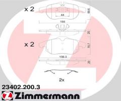 Zimmermann 23402.200.3 klocki hamulc. opel vectra c  02-08, cadillac bls, fiat croma (194)