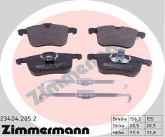 Zimmermann 23404.205.2 klocki hamulc. opel vectra c 3,0 v6 cdti  03-08, cadillac bls, opel signum