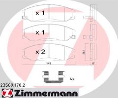 Zimmermann 23569.170.2 klocki hamulc. hyundai santa fe  01-06 przód, hyundai trajet (fo)