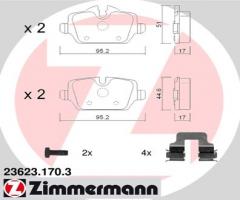 Zimmermann 23623.170.3 klocki hamulc. bmw 3 e90  05- tył, bmw 3 (e91) touring 