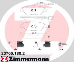 Zimmermann 23705.180.2 klocki hamulc. fiat stilo 1,2-1,6  01-08 z czuj., alfa romeo mito (955)