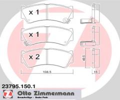 Zimmermann 23795.150.1 klocki hamulc. suzuki baleno  99-02, suzuki baleno hatchback (eg)