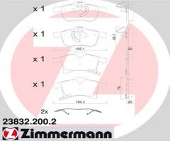 Zimmermann 23832.200.2 klocki hamulc. opel astra h  04-10, chevrolet zafira (f75)