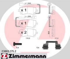 Zimmermann 23883.175.2 klocki hamulc. vw phaeton  02- tył z czuj., vw phaeton (3d_)