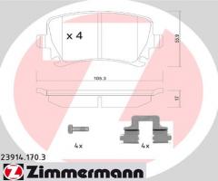 Zimmermann 23914.170.3 klocki hamulc. vw passat  05- tył 4motion, audi a3 sportback (8pa)