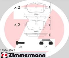 Zimmermann 23984.180.2 klocki hamulc. mini cooper s  06- przód, mini mini roadster (r59)