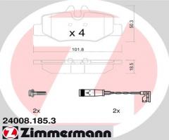 Zimmermann 24008.185.3 klocki hamulc. mercedes vito  03- z czuj. tył