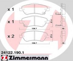 Zimmermann 24122.190.1 klocki hamulcowe toyota auris  07- nre15 zze15 ade15 zre15