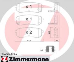 Zimmermann 24276.150.2 klocki hamulc. kia picanto  04- tył z czuj., hyundai i10 (pa)