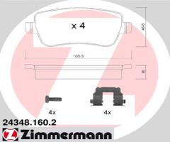 Zimmermann 24348.160.2 klocki hamulc. fiat croma  05- tył, fiat croma (194)