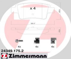 Zimmermann 24349.175.2 klocki hamulc. opel corsa d  06- tył, fiat punto evo (199), opel corsa d