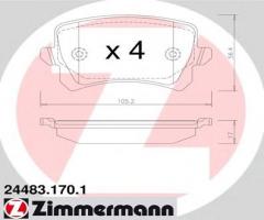 Zimmermann 24483.170.1 klocki hamulc. vw tiguan  07- tył, audi q3 (8u), seat alhambra (710)